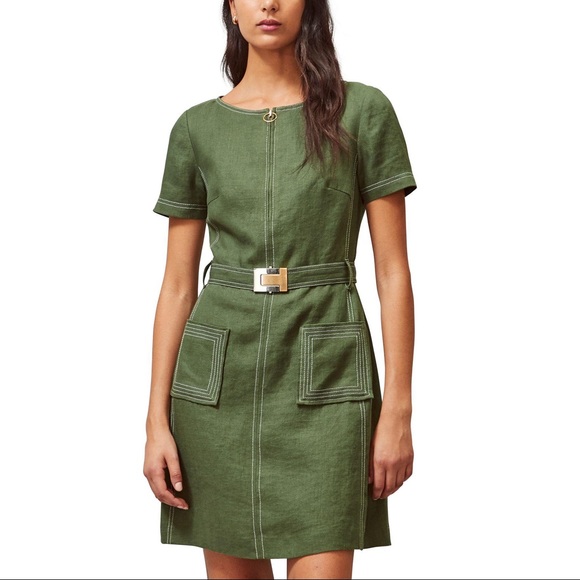 Tory Burch Dresses & Skirts - Tory Burch Green Belted Linen Nadia Dress